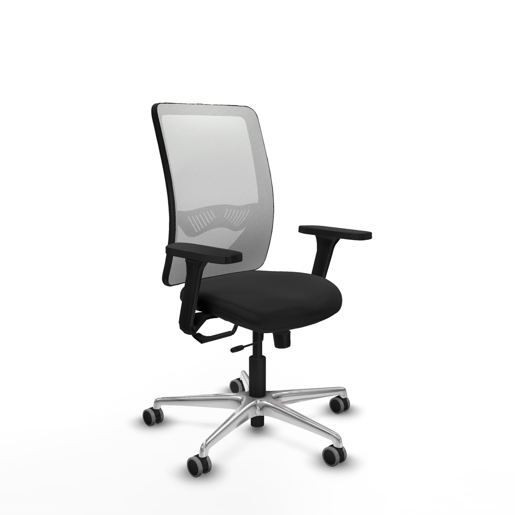 Zulema traslack malla blanca similpiel negro brazos 3D base aluminio  ruedas 65mm engomadas