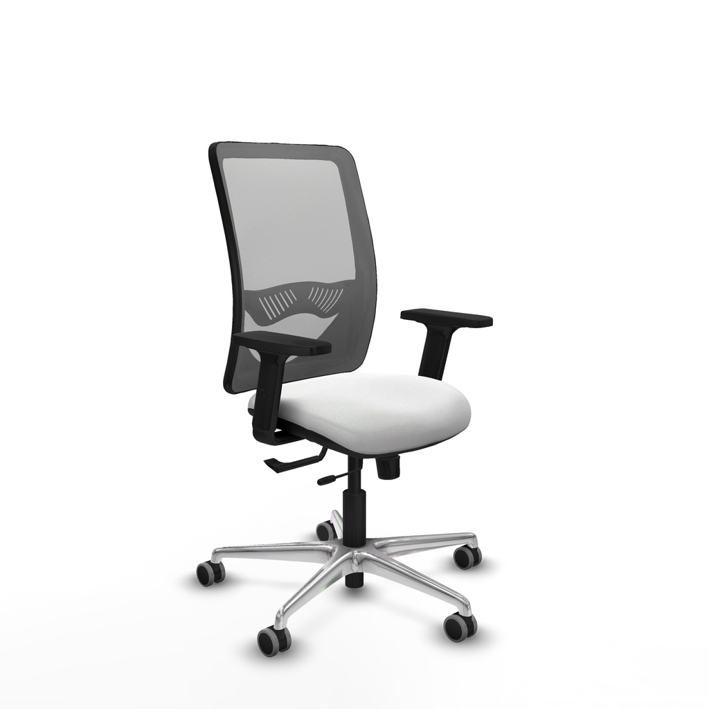 Zulema traslack malla gris bali blanco brazos 2D base aluminio  ruedas 65mm engomadas