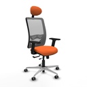 Zulema traslack malla gris bali naranja brazos 2D base aluminio cabecero fijo ruedas 65mm engomadas