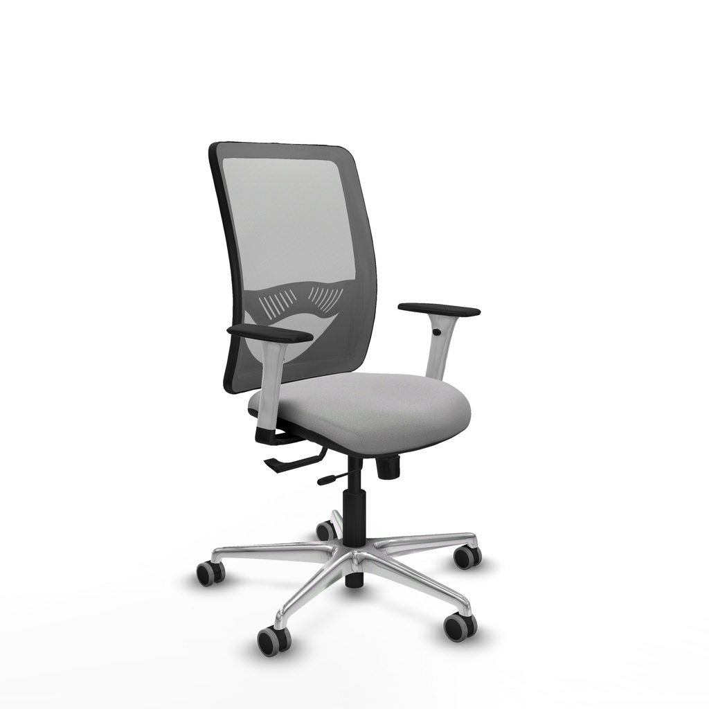 Zulema traslack malla gris bali gris claro brazos blancos base aluminio  ruedas 65mm engomadas