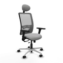 Zulema traslack malla gris bali gris claro brazos 3D base aluminio cabecero fijo ruedas 65mm nailon