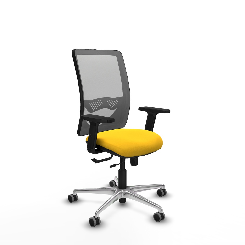 Zulema traslack malla gris similpiel amarillo brazos 2D base aluminio  ruedas 65mm engomadas