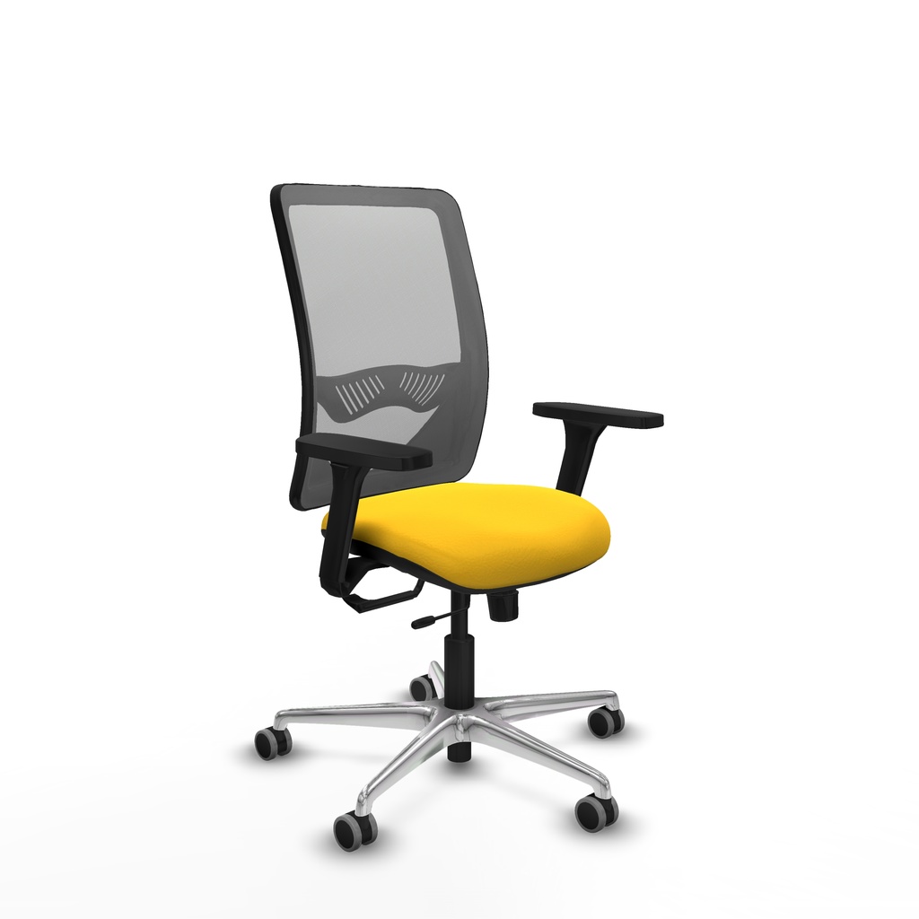 Zulema traslack malla gris similpiel amarillo brazos 3D base aluminio  ruedas 65mm engomadas