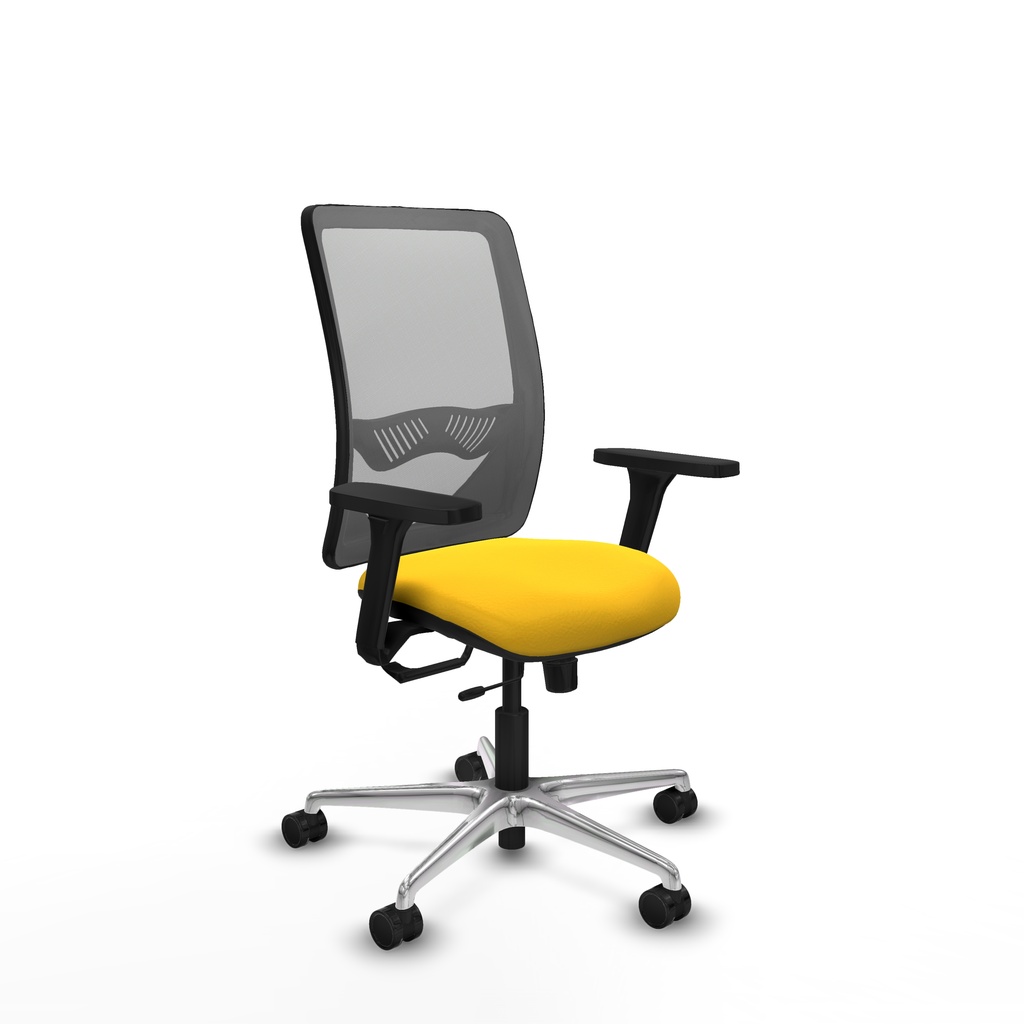 Zulema traslack malla gris similpiel amarillo brazos 3D base aluminio  ruedas 65mm nailon