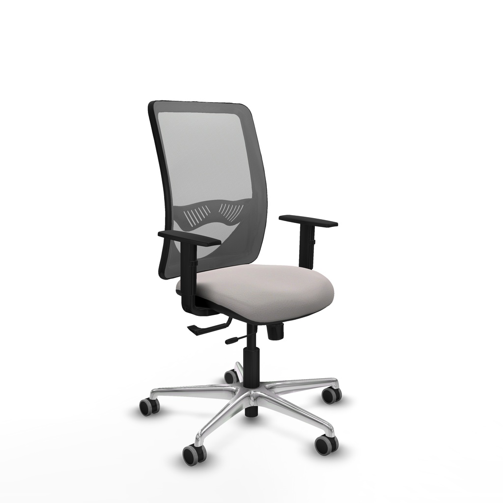 Zulema traslack malla gris similpiel blanco brazos 1D base aluminio  ruedas 65mm engomadas