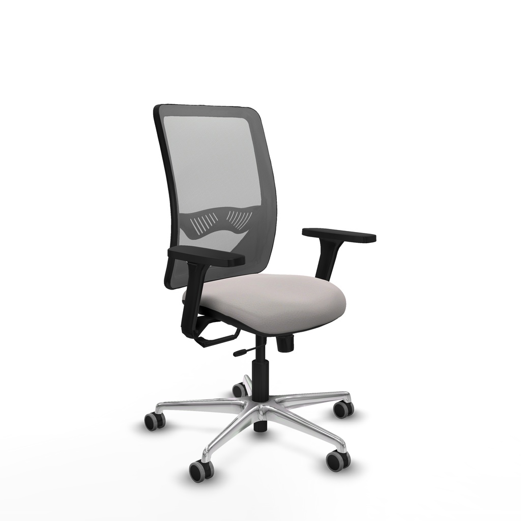 Zulema traslack malla gris similpiel blanco brazos 3D base aluminio  ruedas 65mm engomadas