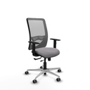 Zulema traslack malla gris similpiel gris brazos 1D base aluminio  ruedas 65mm engomadas