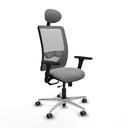 Zulema traslack malla gris similpiel gris brazos 3D base aluminio cabecero fijo ruedas 65mm engomadas
