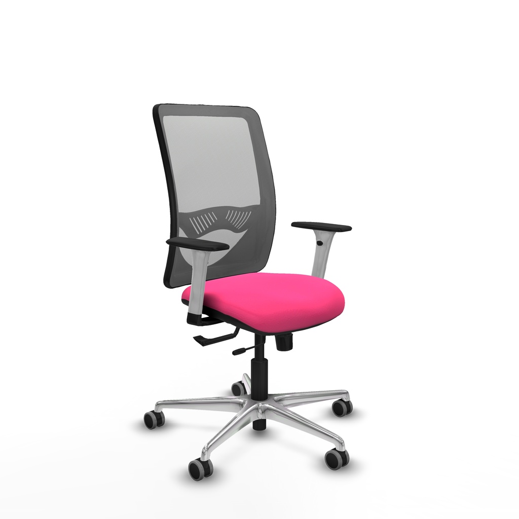 Zulema traslack malla gris similpiel rosa brazos blancos base aluminio  ruedas 65mm engomadas