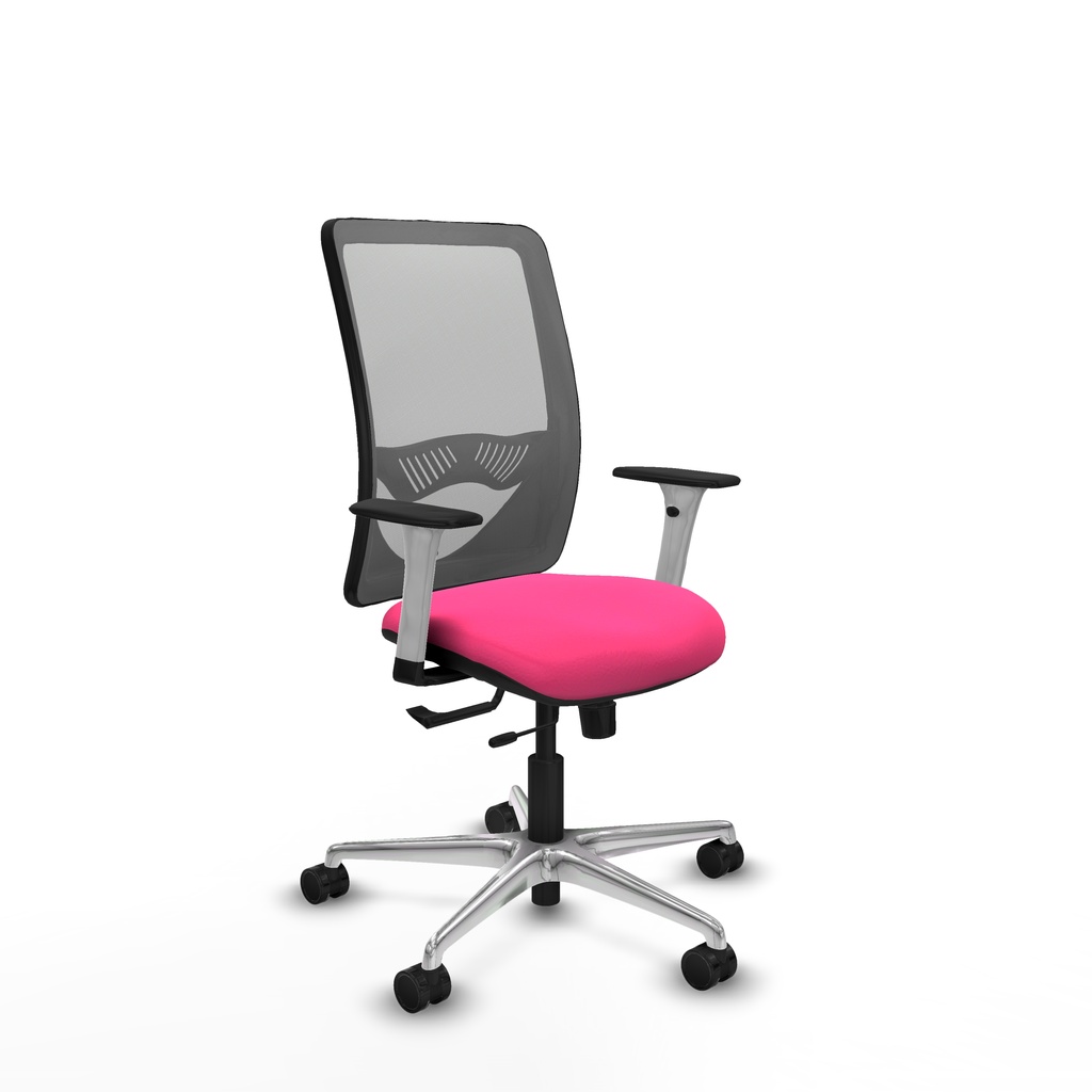 Zulema traslack malla gris similpiel rosa brazos blancos base aluminio  ruedas 65mm nailon