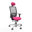 Zulema traslack malla gris similpiel rosa brazos 1D base blanca cabecero fijo ruedas 65mm engomadas