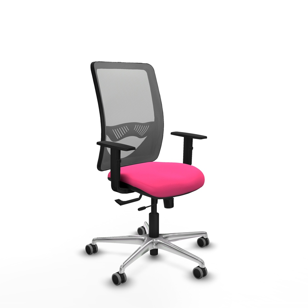 Zulema traslack malla gris similpiel rosa brazos 1D base aluminio  ruedas 65mm engomadas