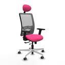 Zulema traslack malla gris similpiel rosa brazos 2D base blanca cabecero fijo ruedas 65mm engomadas