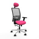 Zulema traslack malla gris similpiel rosa brazos 2D base blanca cabecero fijo ruedas 65mm nailon