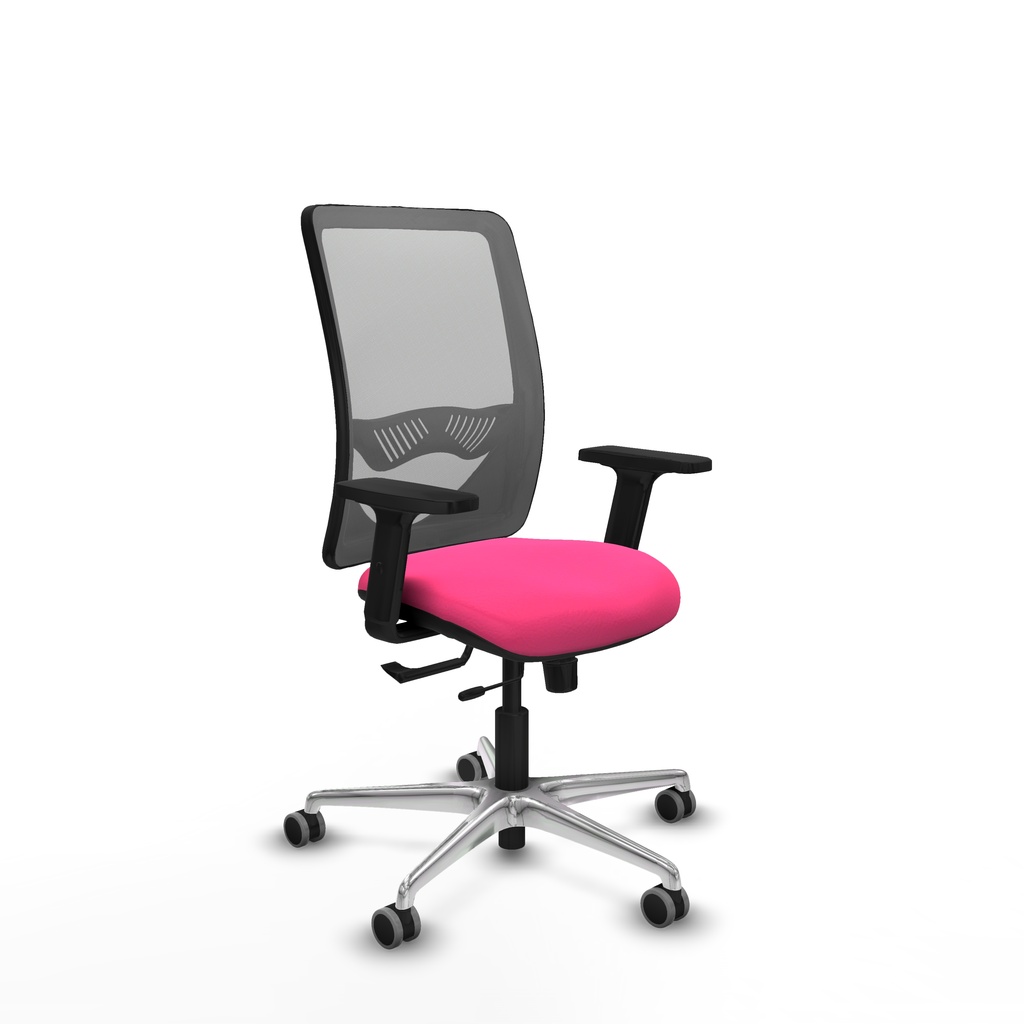 Zulema traslack malla gris similpiel rosa brazos 2D base aluminio  ruedas 65mm engomadas