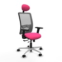 Zulema traslack malla gris similpiel rosa brazos 2D base aluminio cabecero fijo ruedas 65mm nailon