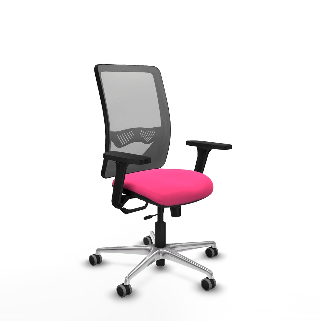 Zulema traslack malla gris similpiel rosa brazos 3D base aluminio  ruedas 65mm engomadas