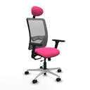 Zulema traslack malla gris similpiel rosa brazos 3D base aluminio cabecero fijo ruedas 65mm nailon