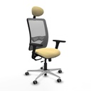 Zulema traslack malla gris similpiel crema brazos 3D base aluminio cabecero fijo ruedas 65mm engomadas