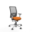 Zulema traslack malla gris similpiel naranja brazos blancos base aluminio  ruedas 65mm engomadas