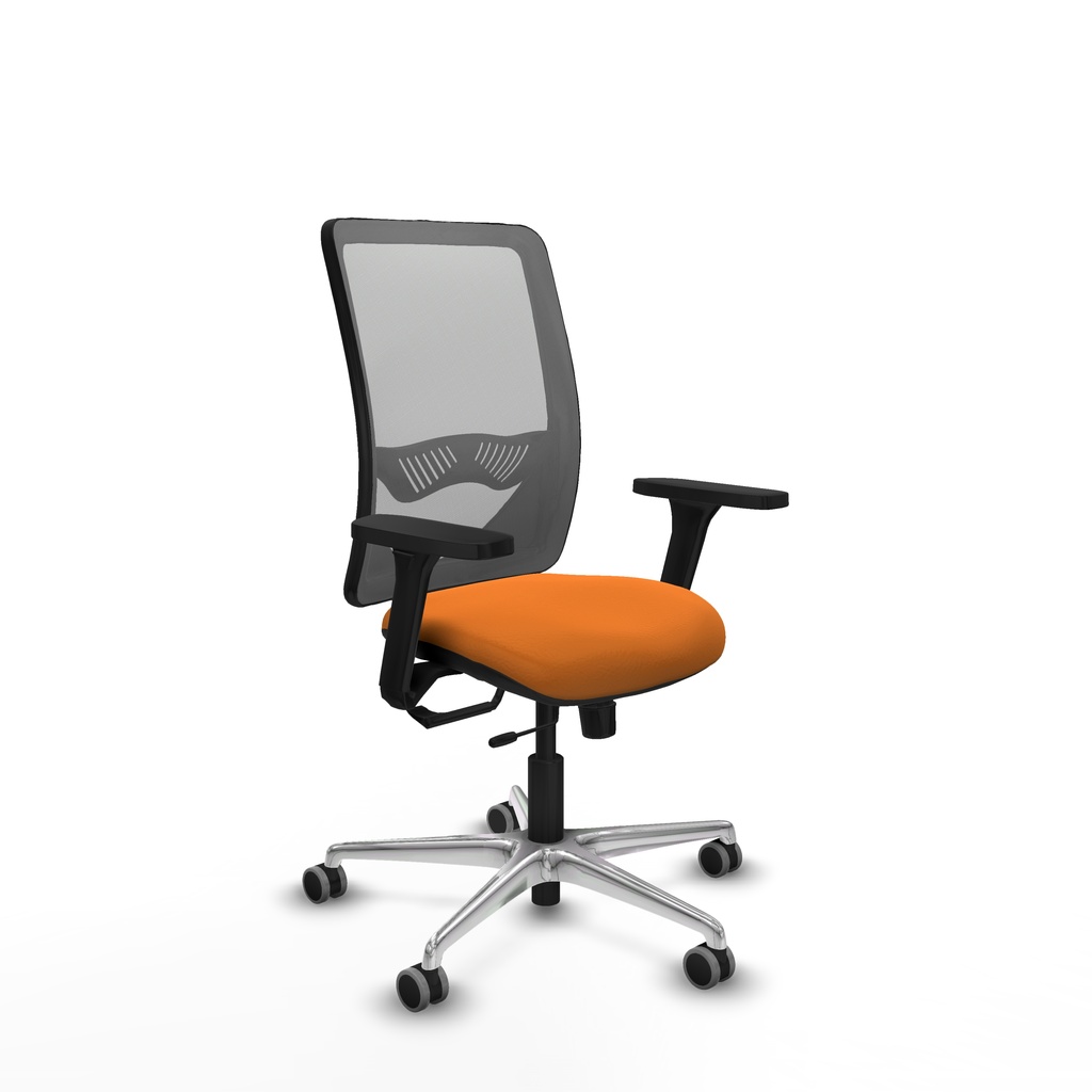Zulema traslack malla gris similpiel naranja brazos 3D base aluminio  ruedas 65mm engomadas