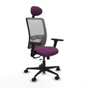 Zulema traslack malla gris similpiel morado brazos 3D base nailon cabecero fijo ruedas 65mm nailon