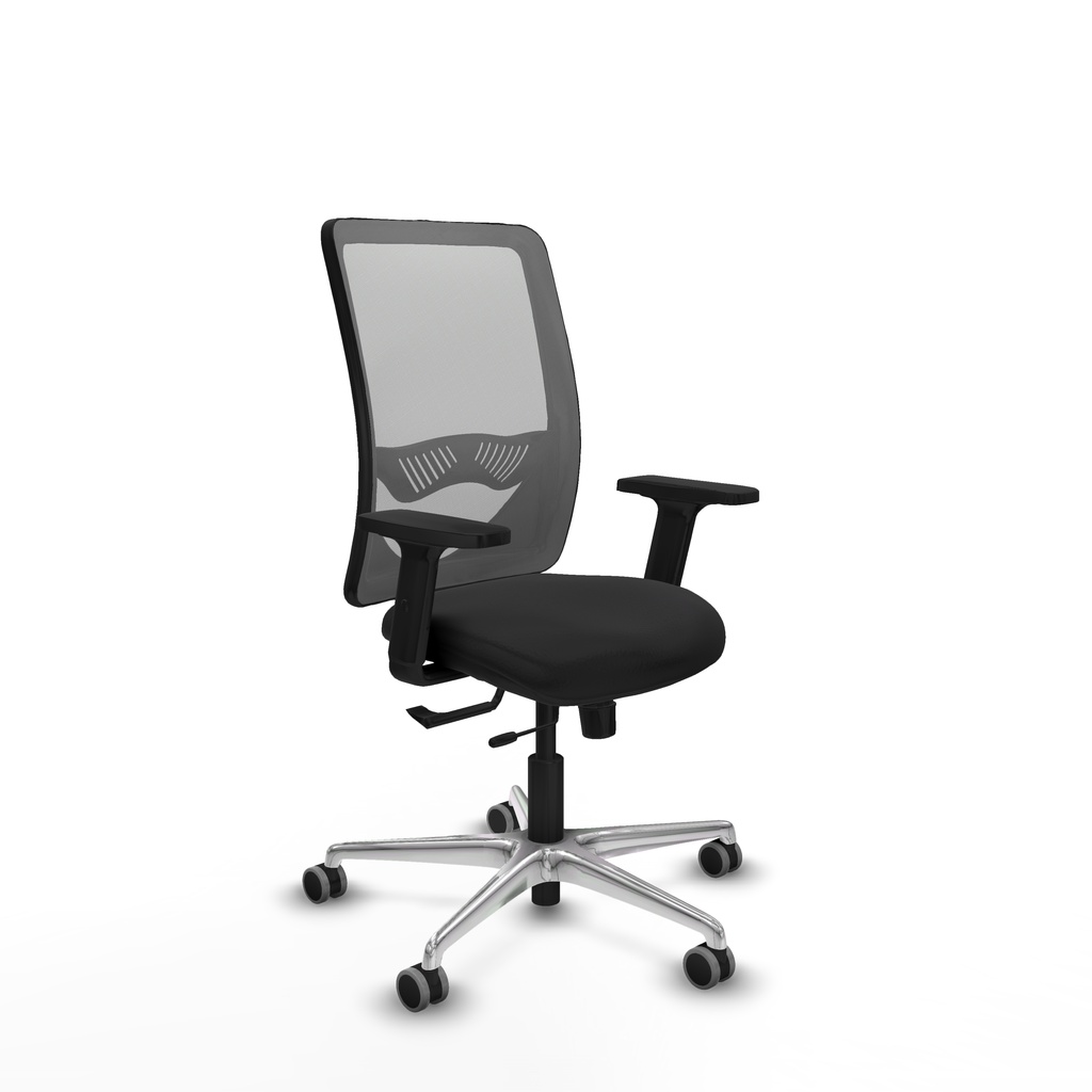 Zulema traslack malla gris similpiel negro brazos 2D base aluminio  ruedas 65mm engomadas