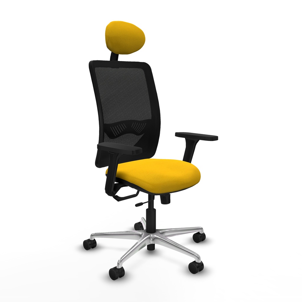 Zulema traslack malla negra bali amarillo brazos 3D base aluminio cabecero fijo ruedas 65mm nailon
