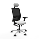 Zulema traslack malla negra bali blanco brazos 3D base aluminio cabecero fijo ruedas 65mm nailon