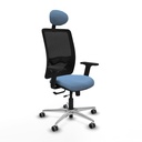 Zulema traslack malla negra bali azul cielo brazos 2D base aluminio cabecero fijo ruedas 65mm engomadas