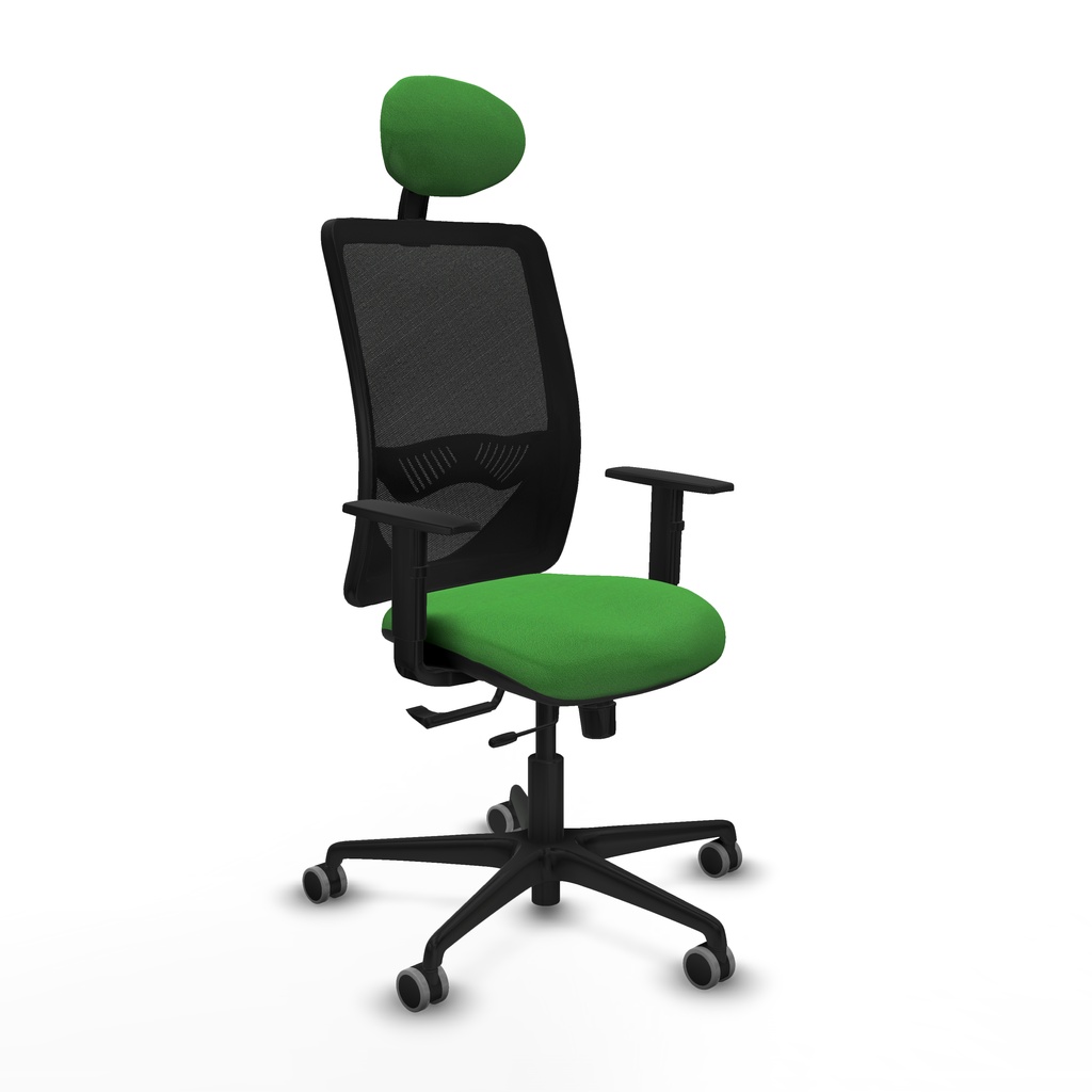 Zulema traslack malla negra bali verde brazos 1D base nailon cabecero fijo ruedas 65mm engomadas