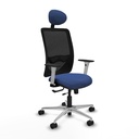 Zulema traslack malla negra bali azul marino brazos blancos base aluminio cabecero fijo ruedas 65mm nailon