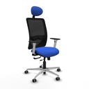 Zulema traslack malla negra bali azul brazos blancos base aluminio cabecero fijo ruedas 65mm engomadas