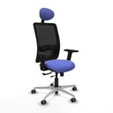 Zulema traslack malla negra bali azul claro brazos 2D base aluminio cabecero fijo ruedas 65mm engomadas