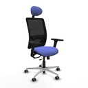 Zulema traslack malla negra bali azul claro brazos 3D base aluminio cabecero fijo ruedas 65mm engomadas