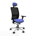 Zulema traslack malla negra bali azul claro brazos 3D base aluminio cabecero fijo ruedas 65mm nailon