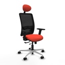 Zulema traslack malla negra bali naranja oscuro brazos 2D base aluminio cabecero fijo ruedas 65mm nailon