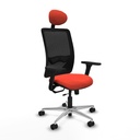 Zulema traslack malla negra bali naranja oscuro brazos 3D base aluminio cabecero fijo ruedas 65mm nailon