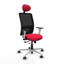 Zulema traslack malla negra bali rojo brazos blancos base aluminio cabecero fijo ruedas 65mm engomadas