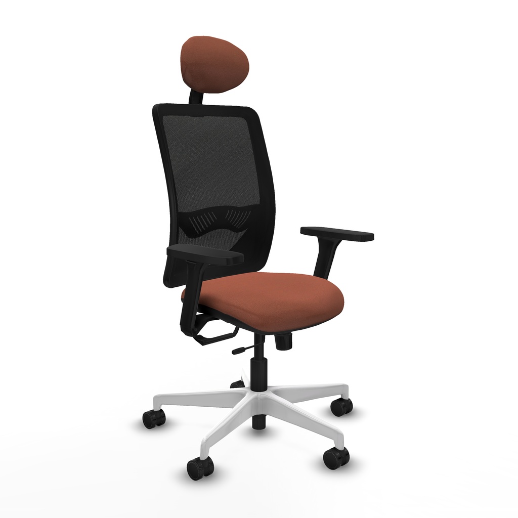 Zulema traslack malla negra bali marrón brazos 3D base blanca cabecero fijo ruedas 65mm nailon