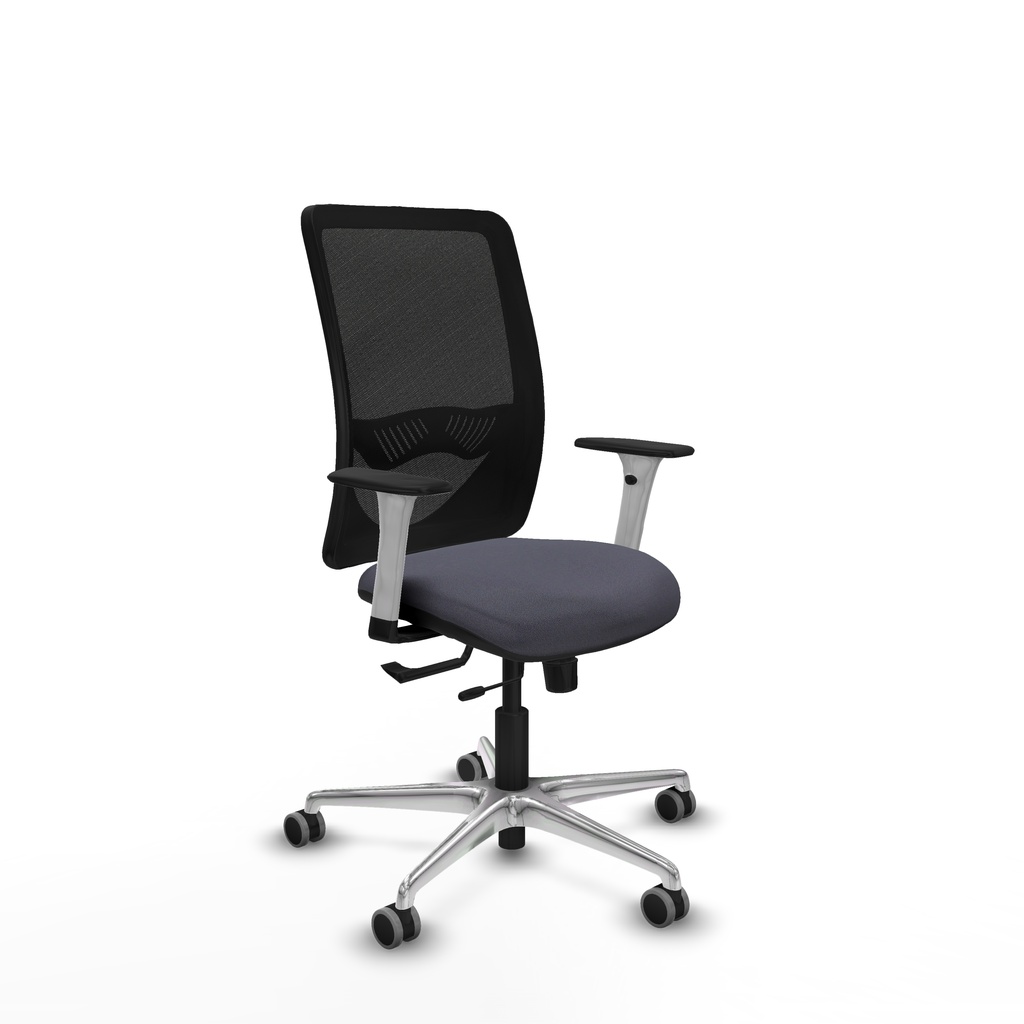 Zulema traslack malla negra bali gris oscuro brazos blancos base aluminio  ruedas 65mm engomadas
