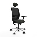 Zulema traslack malla negra bali negro brazos 3D base aluminio cabecero fijo ruedas 65mm engomadas