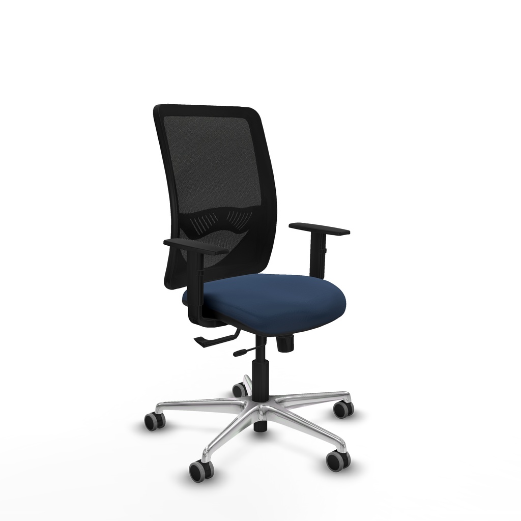 Zulema traslack malla negra similpiel azul marino brazos 1D base aluminio  ruedas 65mm engomadas