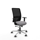 Zulema traslack malla negra similpiel gris brazos 1D base aluminio  ruedas 65mm engomadas