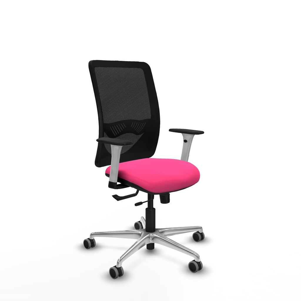 Zulema traslack malla negra similpiel rosa brazos blancos base aluminio  ruedas 65mm engomadas