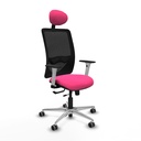 Zulema traslack malla negra similpiel rosa brazos blancos base aluminio cabecero fijo ruedas 65mm engomadas