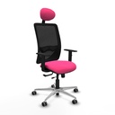 Zulema traslack malla negra similpiel rosa brazos 1D base aluminio cabecero fijo ruedas 65mm engomadas