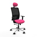 Zulema traslack malla negra similpiel rosa brazos 1D base aluminio cabecero fijo ruedas 65mm nailon