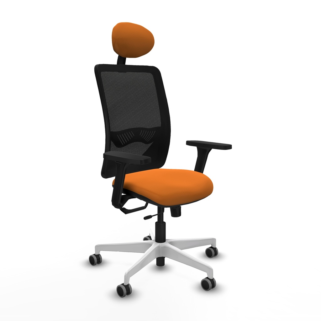 [390STM5S308B3D026G1] Zulema traslack malla negra similpiel naranja brazos 3D base blanca cabecero fijo ruedas 65mm engomadas