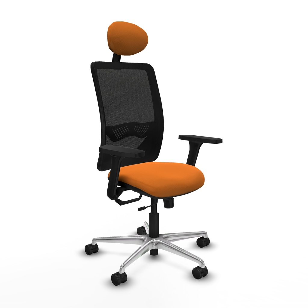 [390STM5S308B3D086N1] Zulema traslack malla negra similpiel naranja brazos 3D base aluminio cabecero fijo ruedas 65mm nailon